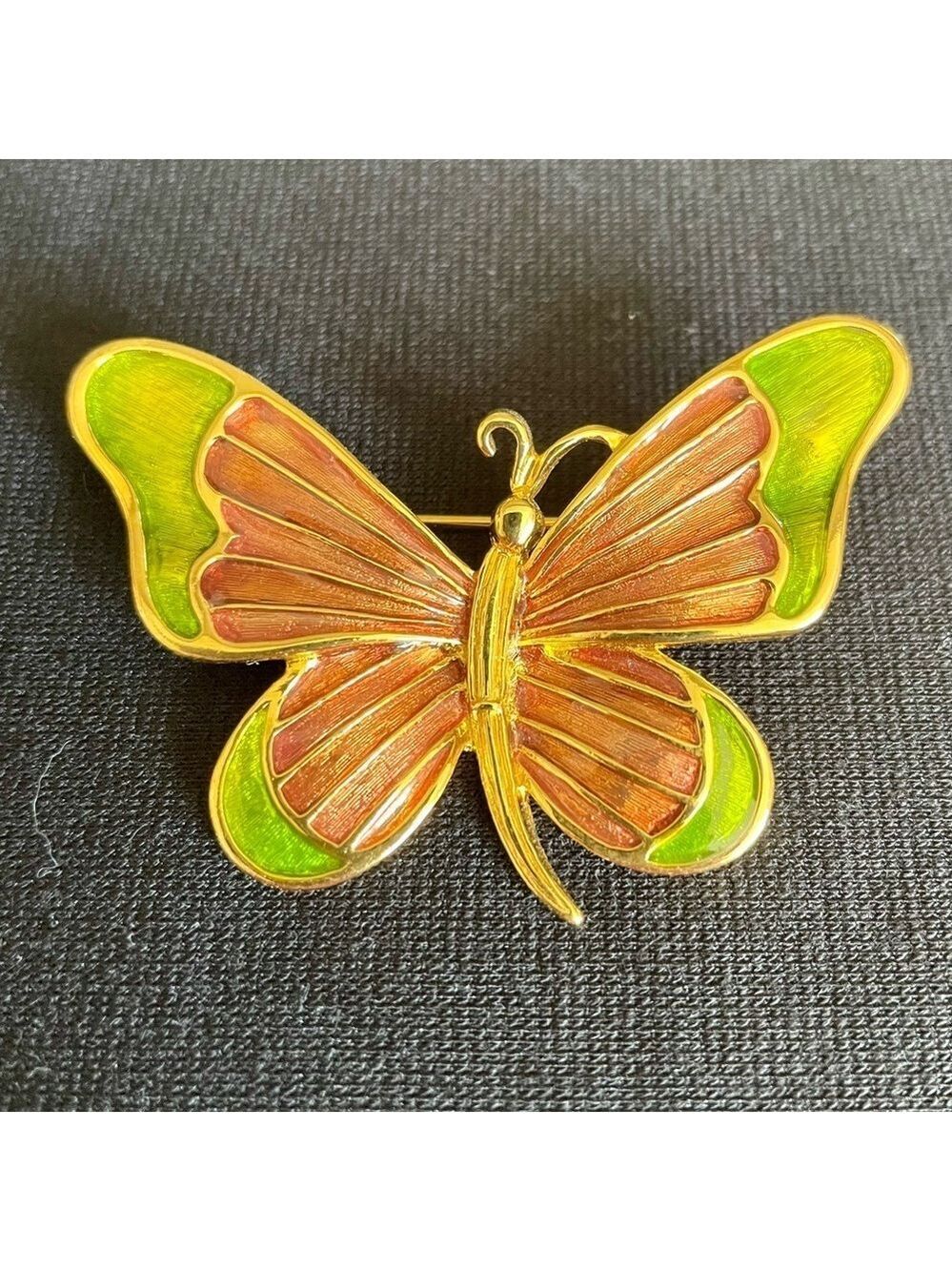 Vintage Museum of Fine Arts Brooch, Butterfly, Copper & Green Wings, Gold